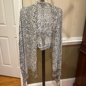 Elegant Black and White Animal Print Scarf